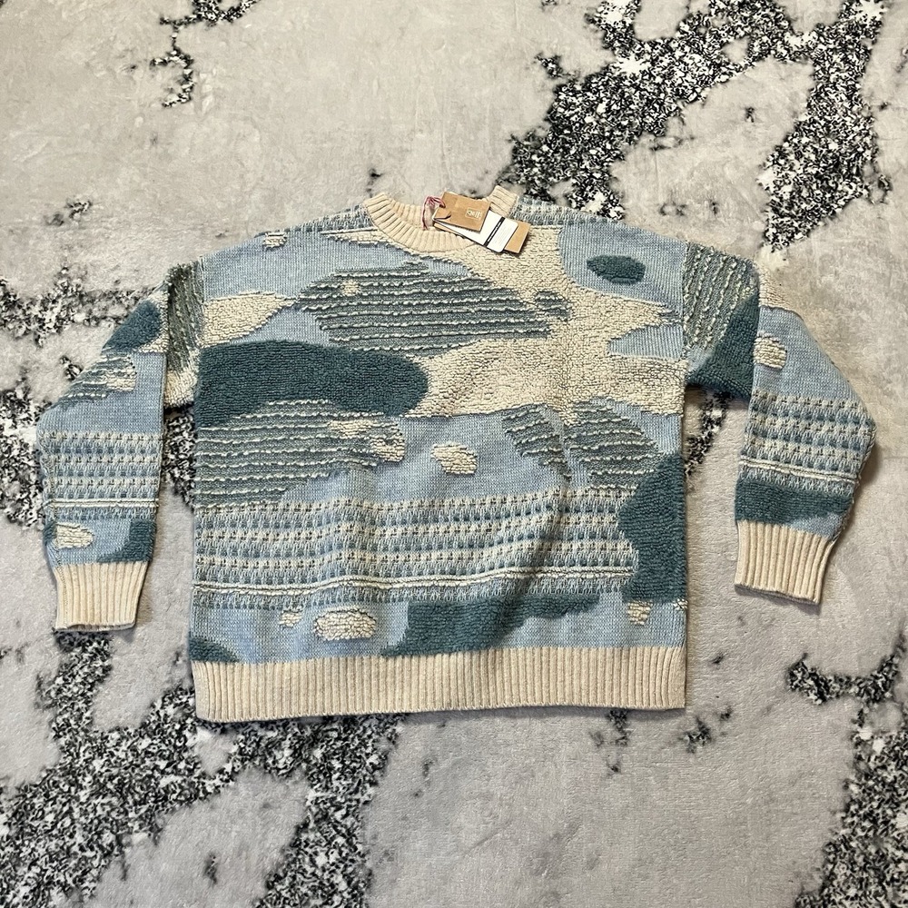 WoolOvers Sweater Womens Sz M Wavy Abstract Textured Multi Pure lambswool Jumper